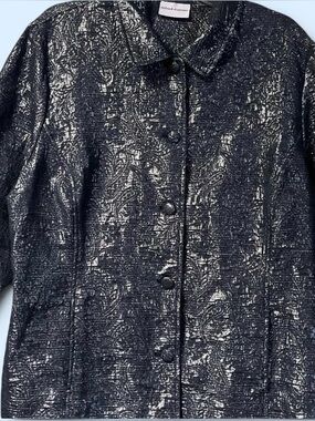 Alfred Dunner ~ Women’s ~ Jacket ~ 2X ~ Metallic ~ Blue & Silver ~ size 20